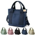 thumbnail image 1 of Bolso de mano para mujer, de lona, de gran capacidad, con múltiples bolsillos y cremallera, bandolera, estilo nicho, color azul oscuro., 1 of 7