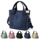 thumbnail image 1 of Bolso de mano para mujer, de lona, de gran capacidad, con múltiples bolsillos y cremallera, bandolera, estilo nicho, color azul oscuro., 1 of 7