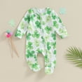 thumbnail image 5 of Okbabeha St Patricks Day Outfit Newborn Baby Boy Girl Shamrock Waffle Romper Lucky Clover Onesie Jumpsuit One Piece Clothes, 5 of 7