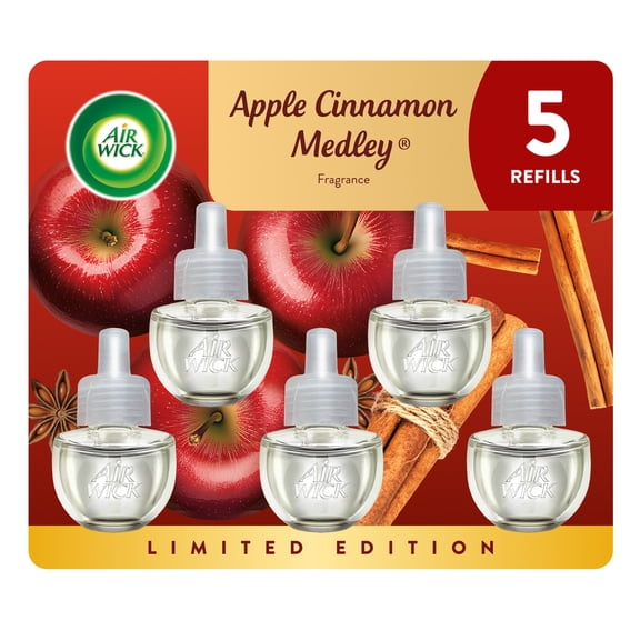 Air Wick Plug-In Air Freshener Scented Oil Refills, Apple Cinnamon Medley, 5 Count