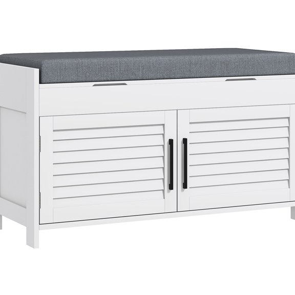 Adjustable Shelf Shoe Bench with Hidden Storage / Stores Shoes and Small Items in Living Room