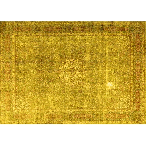 Ahgly Company Indoor Rectangle Persian Yellow Traditional Area Rugs, 5' x 8'