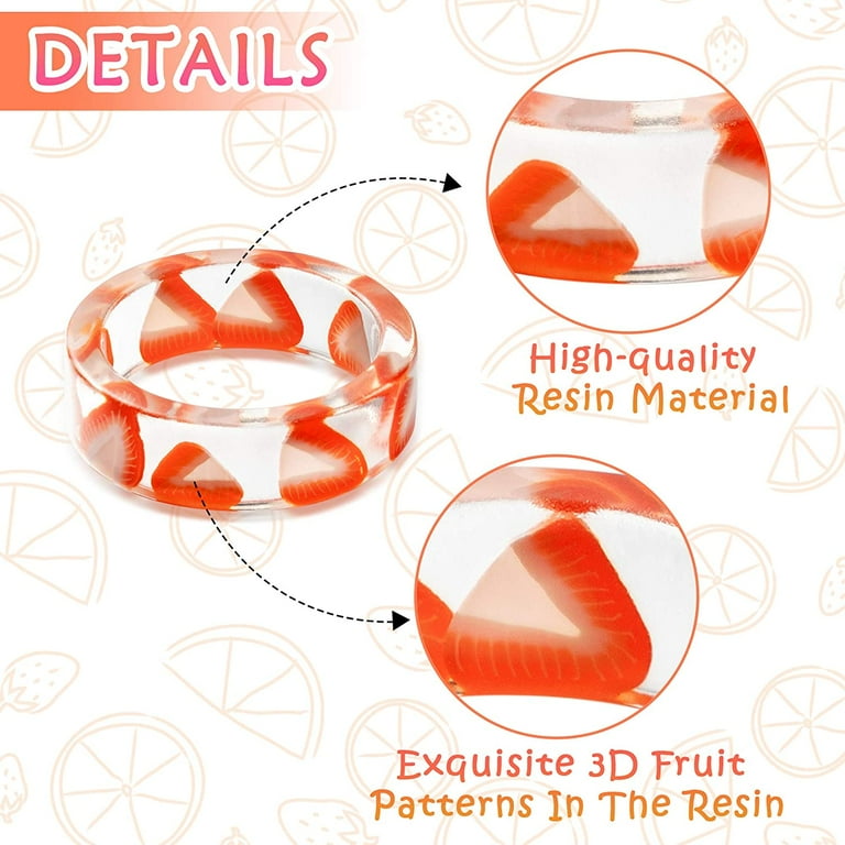 Grapefruit fruit resin ring. Size 52. Only one - Depop