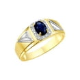 thumbnail image 4 of RYLOS Men's Rings 14K Yellow Gold Classic 7X5MM Oval Gemstone & Diamond Ring Sapphire September Birthstone Rings For Men Size 10, 4 of 7
