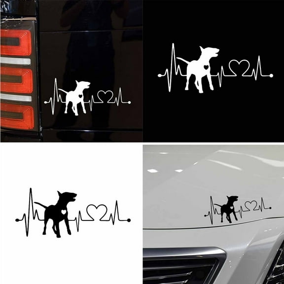 Opvise Bull Terrier Dog Electrocardiogram Car Body Window Decals Sticker Decoration
