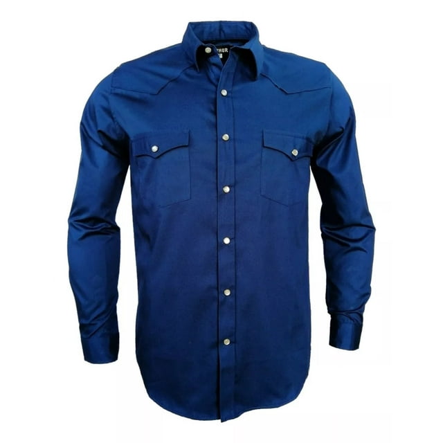 Camisa Vaquera Azul Rey Hombre Manga Larga