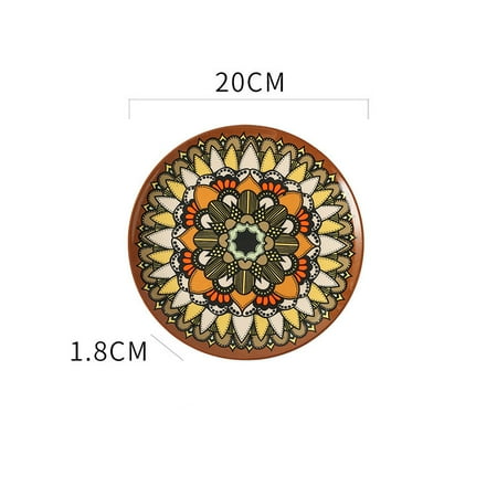 

Livesture Ceramic plate Bohemian hand-painted plate Roman Brown 8inch