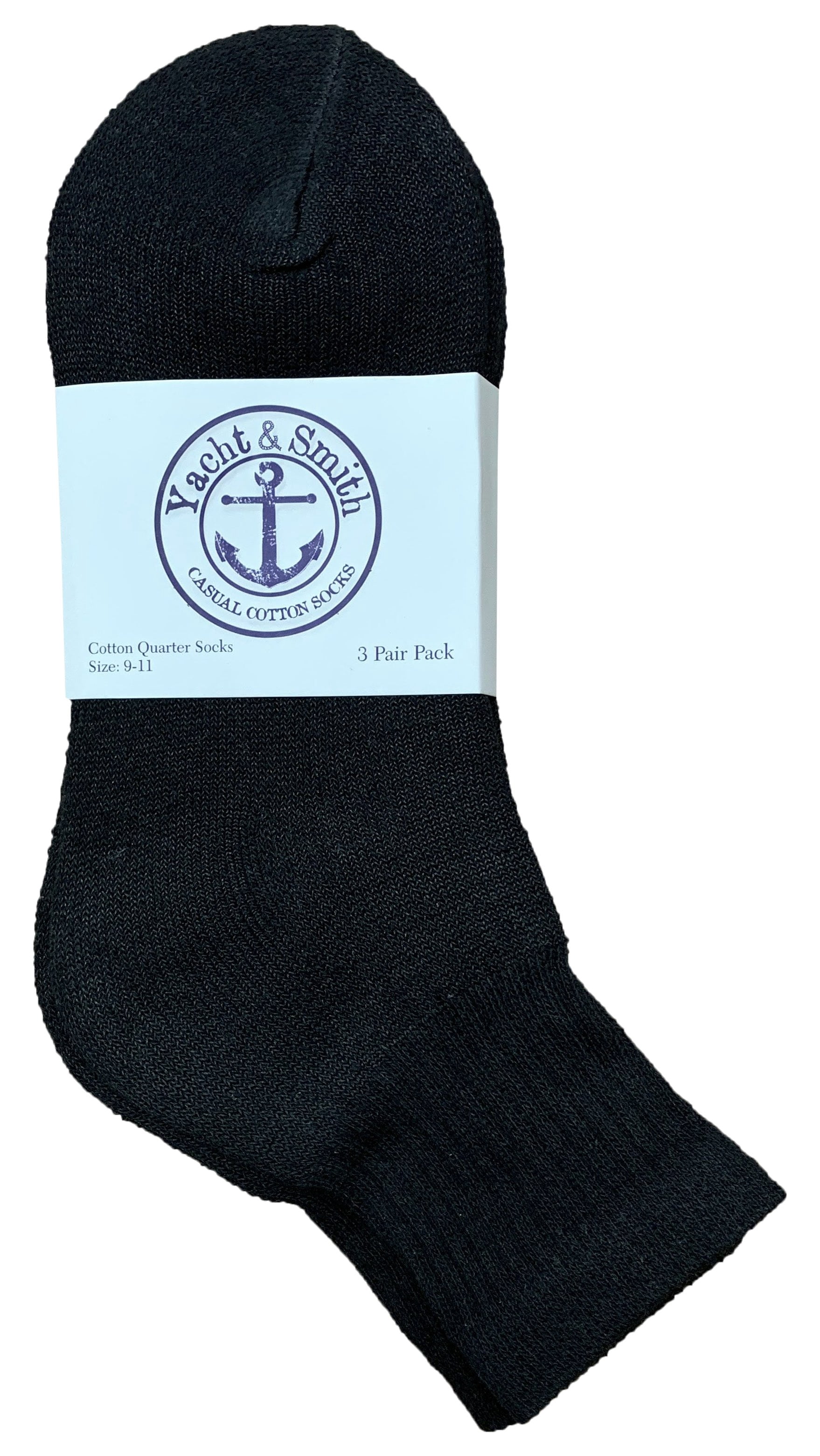 Yacht & Smith Wholesale Bulk Womens Mid Ankle Socks, Cotton Sport Athletic Socks - 9-11 - Black - 48 Packs