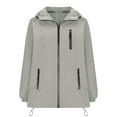 thumbnail image 6 of EchfiProm Gray Wind Breaker Jacket Womens Packable Zip-up Fall Waterproof Lightweight Hooded Coat, 6 of 8
