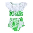 thumbnail image 2 of uublik Toddler Girl Swimsuit Two-piece Swimsuit with Ruffled Split Leaf Pattern Green, Sizes 9M-3T, 2 of 5