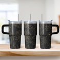 thumbnail image 2 of Sunflower 20oz Stainless Steel Tumbler with Handle and Straw – Insulated Travel Cup with Sliding Lid, 360° Full Wrap Printed Mug for Home, Outdoor & Sports Use, Foral, 2 of 6