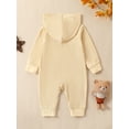 thumbnail image 4 of Musuos Infant Baby Fall Romper 0-24M Solid Colors Long Sleeve Zipper Hoodie Jumpsuit with Pocket Newborn Clothes for Boys Girls, 4 of 9