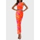 thumbnail image 4 of Vestido Maxi PRETTYGARDEN Floral Naranja para Mujer Talla XL, 4 of 5