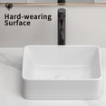 thumbnail image 4 of 16x12 Inch Small Bowl Rectangular Bathroom Vessel Sink, White Ceramic Above Counter Vessel Sink, High-Temp Fired, Stain-Resistant & Easy-Install, 4 of 6