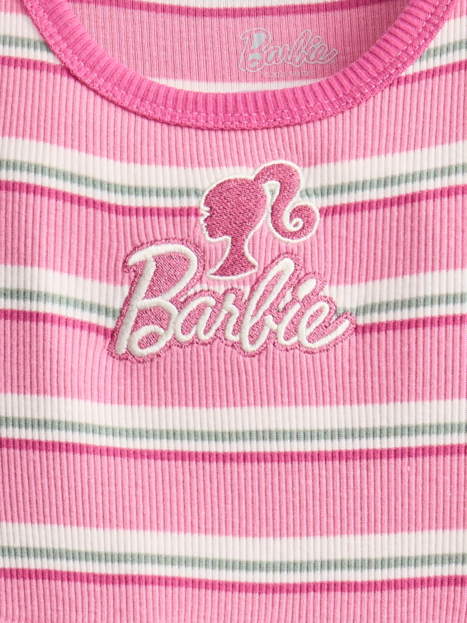 Barbie Toddler Girls Graphic Striped Skater Dress with Short Sleeves, Sizes 12M-5T