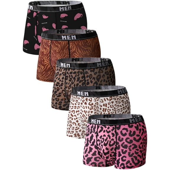 Wausea Mens Trunk Underwear Boxer Briefs Short Leg Comfortable Underpants 5 Pack, Sizes S-XL