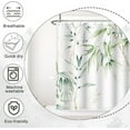 thumbnail image 5 of Green Bamboo Shower Curtain, Watercolor Green Leaves Shower Curtain for Bathroom Waterproof Fabric Spring Botanical Shower Curtain Set with Hooks, 72x72 Inch, 5 of 6