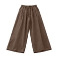 thumbnail image 5 of TRUBKH Summer Pants for Women Drawstring High Waist Linen Pants High Waisted Linen Pants Women Cotton Yoga Pants for Women Gaucho Pant Cotton Palazzo Pants for Women Teacher Pants Brown M-5XL, 5 of 5