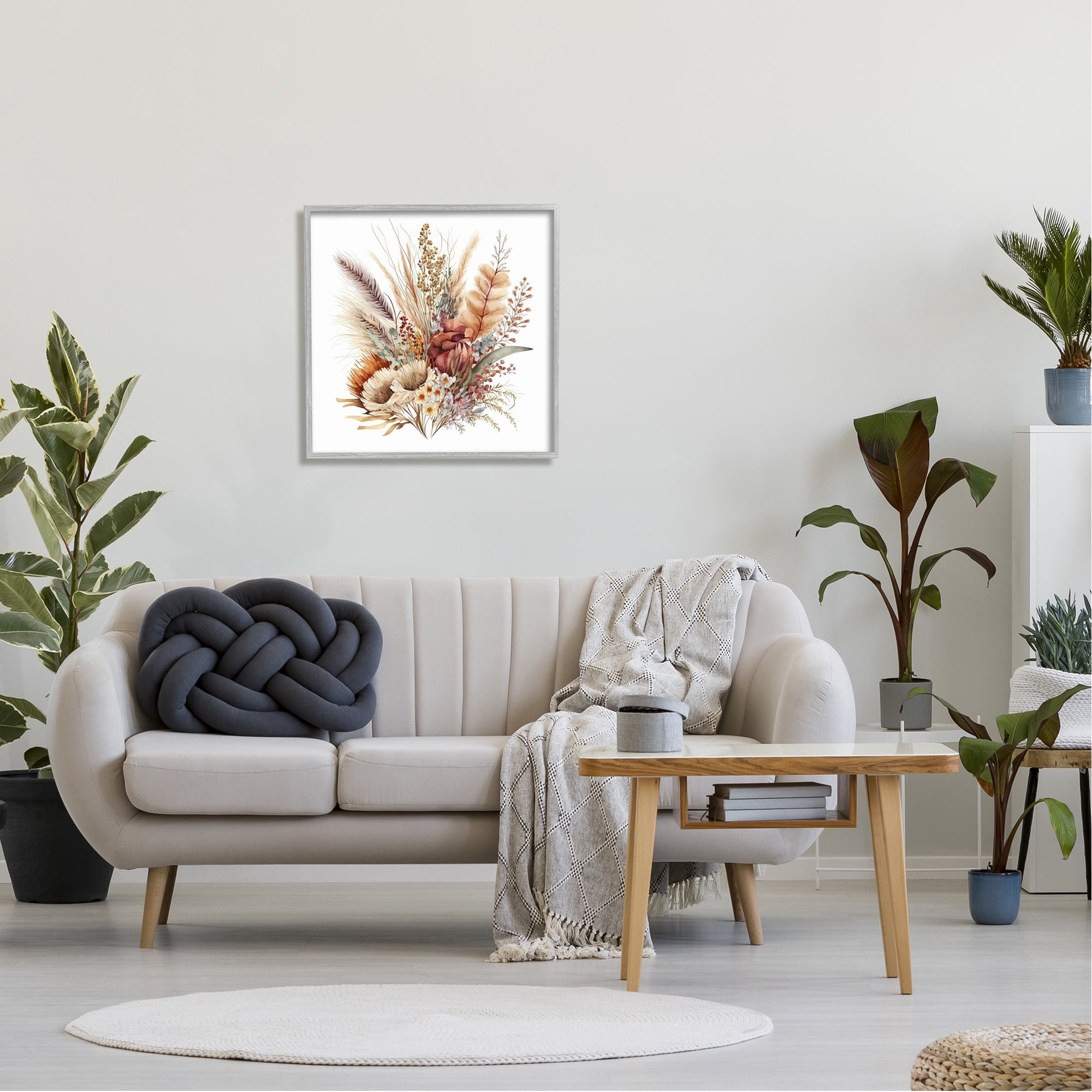 Stupell Industries Fall Flowers Bundle Botanical & Floral Painting Gray Framed Art Print Wall Art, 24 x 24