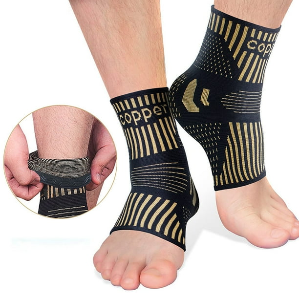 2 Pairs Copper Ankle Brace, Copper Infused Ankle Support Compression