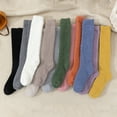 thumbnail image 4 of Aellinatey Coral Fleece Over-knee High Socks Women Plush Home Sleep Floor Long Sockings, 4 of 21