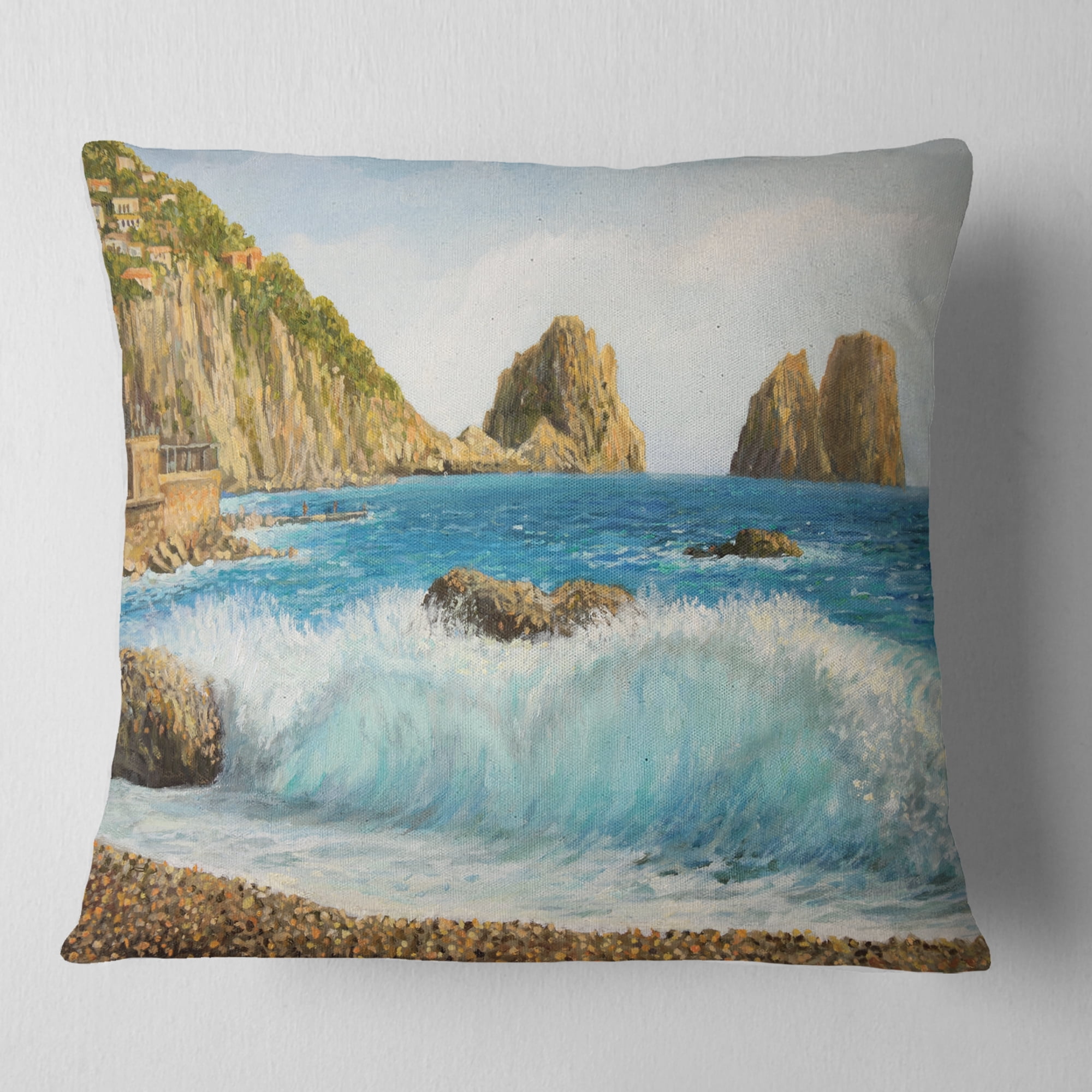 Designart Faraglioni on Island Capri - Seascape Throw Pillow - 18x18