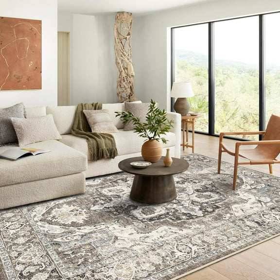 ZZJP Area Rugs 8x10 Washable Non-Slip Rug Stain Resistant Rugs for Living Room Dining Room Bedroom Low-Pile and Ultra Soft Area Rug (Beige, 8x10)