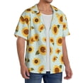 thumbnail image 2 of Sikiie Vintage White Polka Dot Sunflower Men's Wrinkle Free Untucked Cuban Shirt Business Casual Button Down Shirts Short Sleeve ShirtSmall, 2 of 5