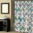 thumbnail image 2 of Fabric Shower Curtain, Turquoise Grey Marble Abstract Geometric Contemporary Art Shower Curtains with 12 Hooks Waterproof Machine Washable Bath Curtains for Bathroom, 72 x 96in, 2 of 6