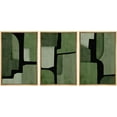 thumbnail image 2 of PixonSign Framed Wall Art Set Watercolor Black & Green Geometric Block Abstract Modern Art Decor Bohemian Pastel Pieces of Puzzle Prints for Living Room, Bedroom, Office - 16"x24"x3 Natural, 2 of 5