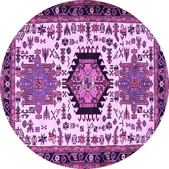 Ahgly Company Indoor Round Persian Purple Traditional Area Rugs, 3' Round