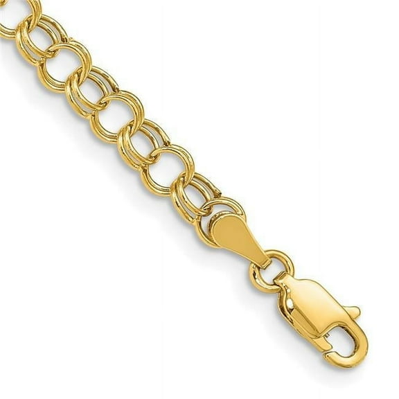 Primal Gold 14 Karat Yellow Gold Hollow Double Link Charm Bracelet