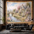 thumbnail image 6 of Picturesque Countryside Landscape in Quaint Scene, Dreamy Romantic Painterly for Nature Lovers, Pastoral Wall Art, Mother's Day Gift Wall Tapestry Wall Hanging for Bedroom and Living Room, 6 of 7