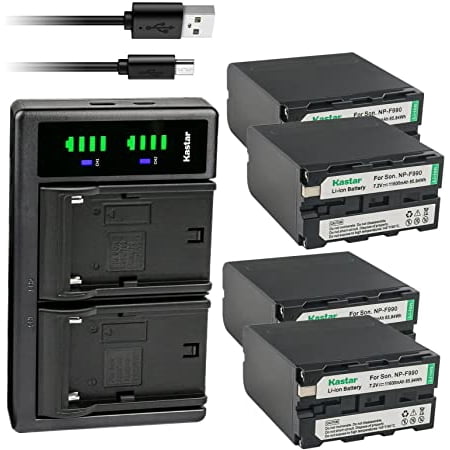 Kastar NP-F990 Battery 4-Pack and LTD2 USB Charger Compatible with Sony CCD-TRV87 CCD-TRV88 CCD-TRV90 CCD-TRV91 CCD-TRV92 CCD-TRV93 CCD-TRV930 CCD-TRV94 CCD-TRV940 CCD-TRV95 CCD-TRV97 Camcorder