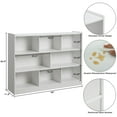 thumbnail image 2 of 3-Tier Bookshelf, 8-Section Wooden Bookcase, Storage Organizer with Anti-Tilt Device, Modern Storage Display Cabinet for Living Room, Classroom, Kid’s Room (White), 2 of 7