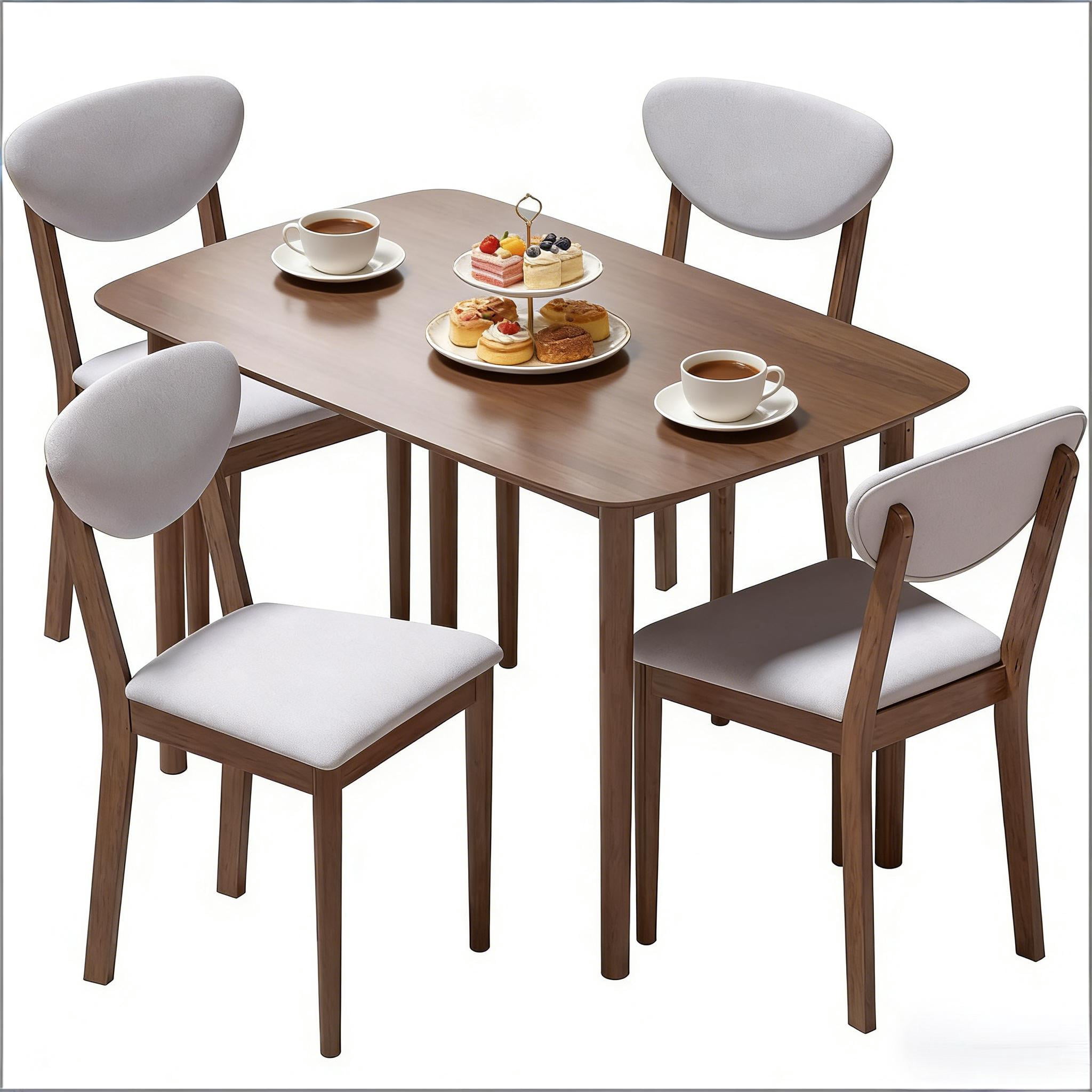 5-piece Dining Table Set for 4, 47.2" Rectangular Dining Tablewith 4 Upholstered Chairs