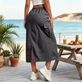 thumbnail image 6 of Cargo Skirts for Women Y2K Quick Dry Hiking Maxi Skirt Casual Drawstring High Waisted Parachute Skirts with Pockets Dark Gray XL, 6 of 9