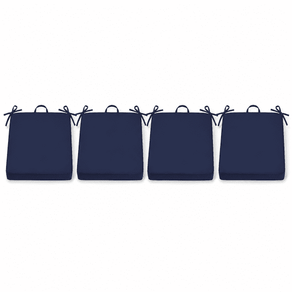 Outdoor Chair Cushions Set of 4, Waterproof 19" x 19" x 3" Patio Chair Cushion with Non-Slip Ties & Handle, Square Outdoor Cushion for Patio Furniture with Removable Cover, Navy