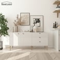 thumbnail image 3 of Boyel Living Sideboard Buffet Cabinet, 2-Door Accent Cabinet with 3 Drawer Dressers for Living Room, Kitchen, Office and Hallway, White, 3 of 10