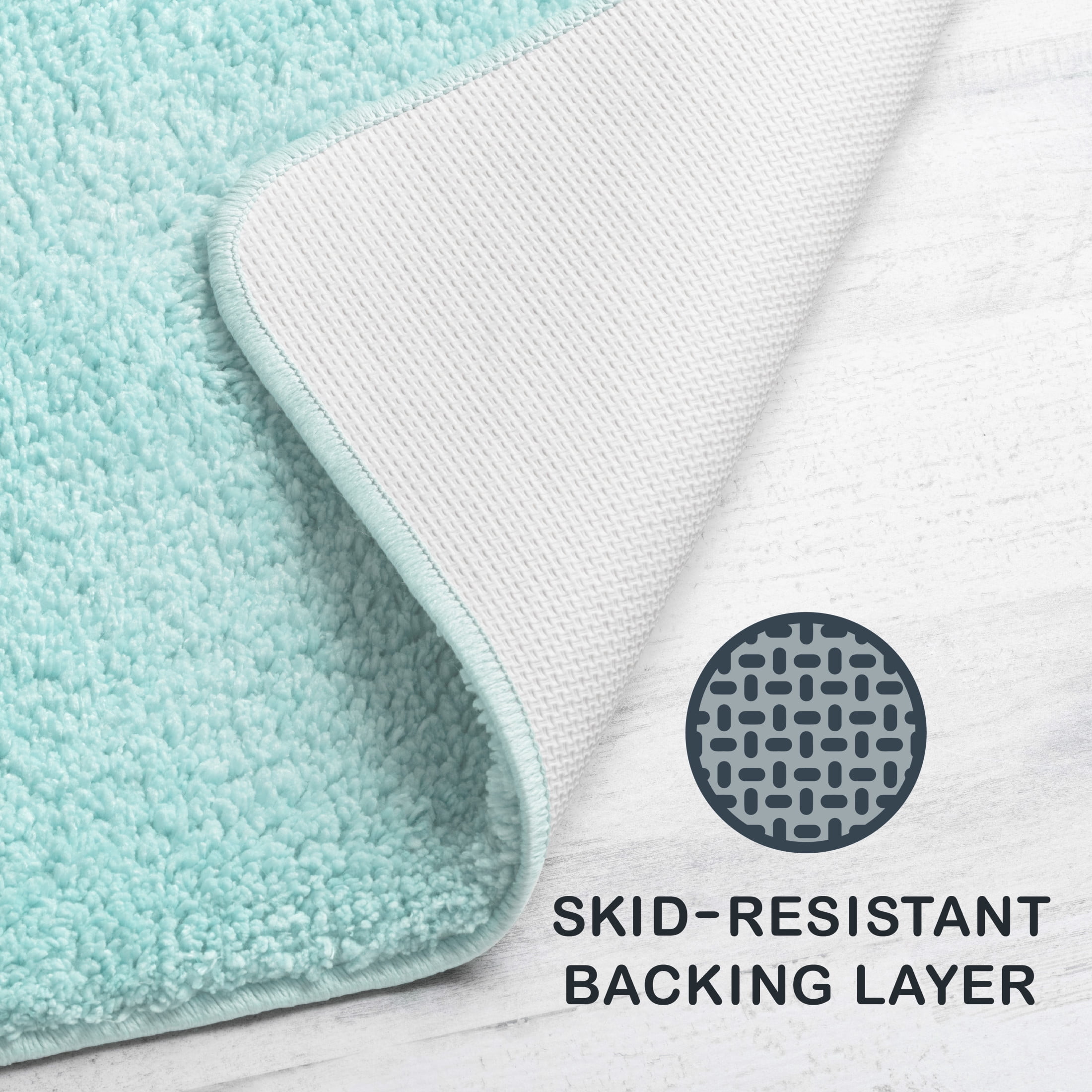 Mainstays Basic Polyester Contour Bath Rug, Aqua, 20" x 22"