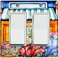 thumbnail image 1 of Metal Light Switch Wall Plate Outlet Cover (Coffee Mocha Espresso Shop Cafe Vintage Store Front Flower - Double Rocker), 1 of 2