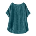 thumbnail image 5 of Linen Shirts for Women Fashion Summer Cotton Gauze Plus Size Tops Short Sleeve Crew Neck Dressy Casual Blouses 2026 Sky Blue M, 5 of 5