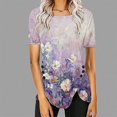 thumbnail image 2 of Blusas de Manga Corta para las Mujeres Botón Impreso Cuello Redondo Top Casual, Blusas para las Mujeres Casual, 2 of 5