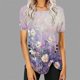 thumbnail image 2 of Blusas de Manga Corta para las Mujeres Botón Impreso Cuello Redondo Top Casual, Blusas para las Mujeres Casual, 2 of 5