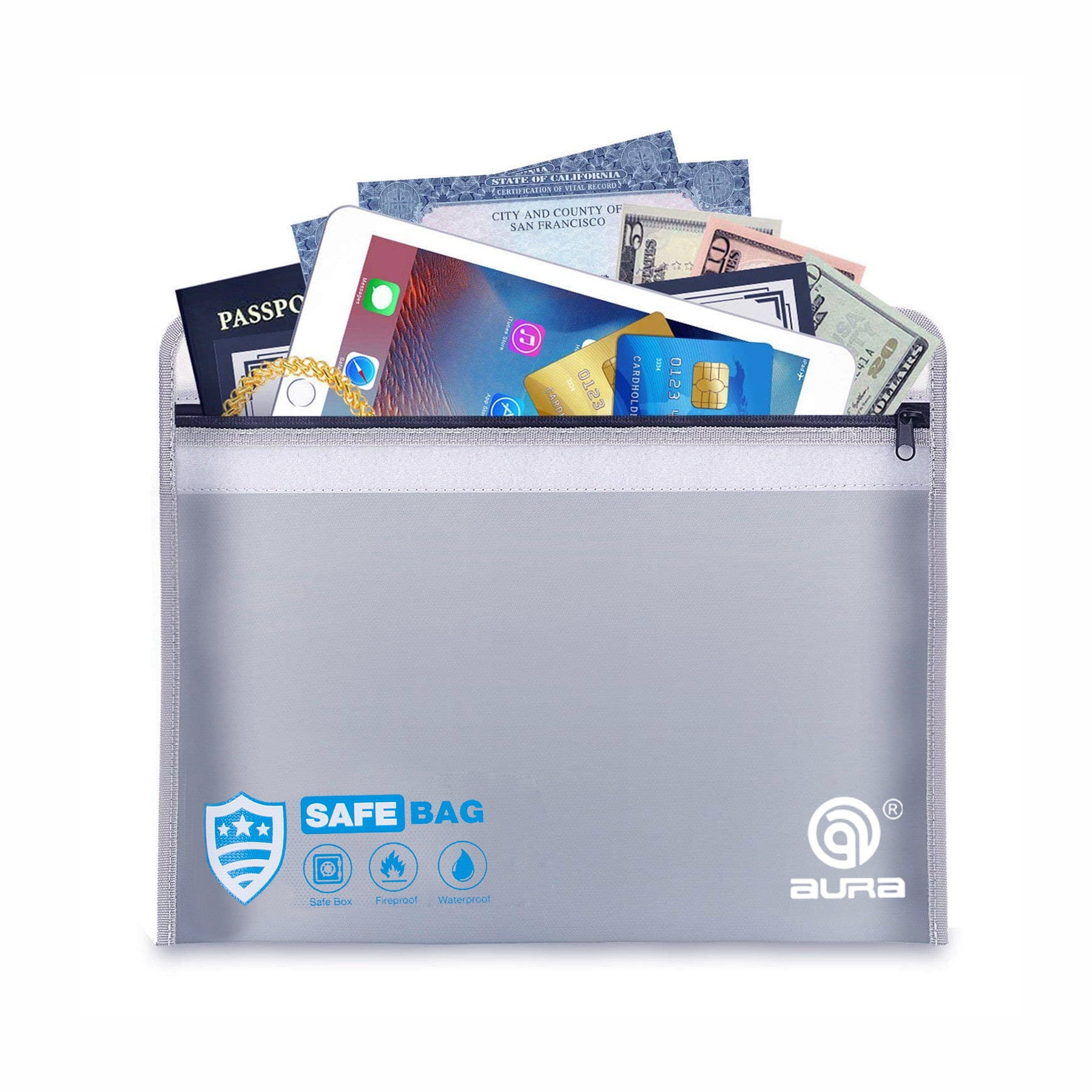 Fireproof Document Bag Waterproof Money Box Safe Cash File Folder Protect Pouch 