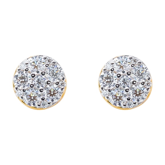 Moissanite Cluster Earrings for Men & Women 925 Sterling Silver, Diamond Tester Approved, Luxury Gift Box Included - 7mm Gold