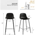 thumbnail image 2 of thksbought Bar Stools Set of 2 Stools 26 Inch Counter Height Barstools with Back Bar Height Stools for Kitchen with Metal Legs(2 Pcs,Black), 2 of 5