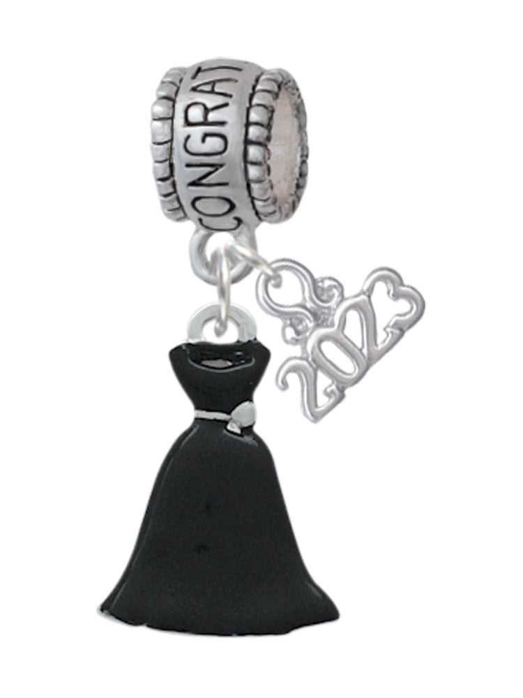 Delight Jewelry Black Dress Congratulations Charm Bead with 2023 Dangle