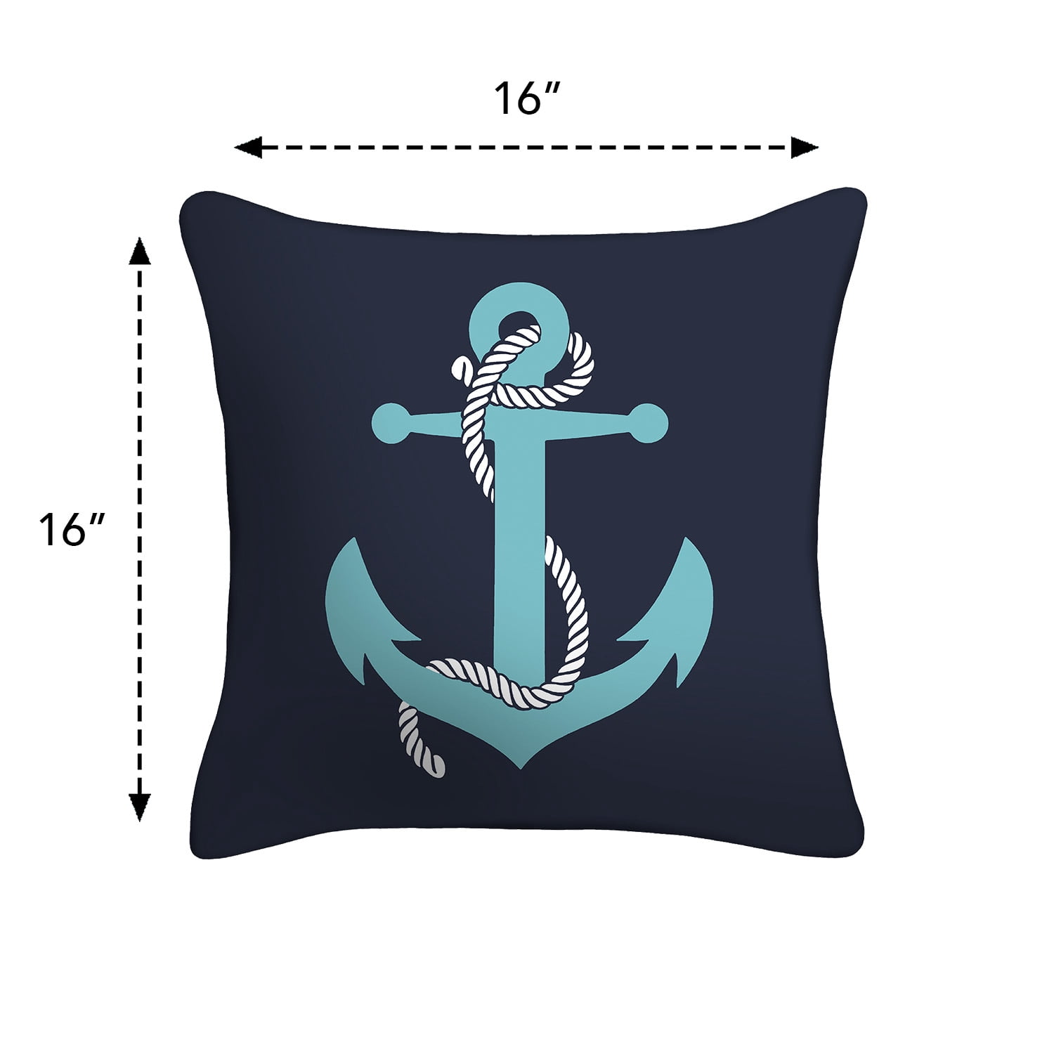 Mainstays 16 in x 16 in Anchor Decorative Outdoor Throw Pillow, Blue