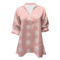 thumbnail image 3 of yunLCZ Women's Button Down Shirts Women Baggy Cotton Linen Tops Stylish Print Blouse For Women Plus Size Long Sleeve V Neck T Shirt Work Office Casual Blouse, 3 of 3